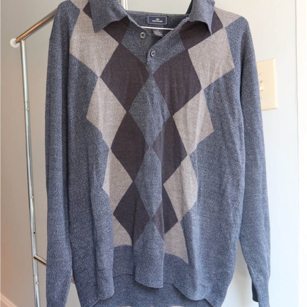 Men's Dockers Argyle Sweater -‎ Blue and Gray